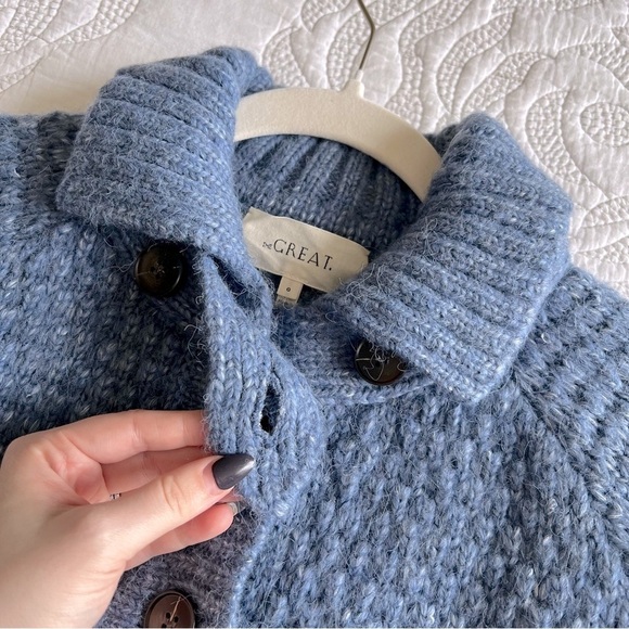The GREAT - Shrunken Hearth Cardigan - Salt Water Blue - Picture 7 of 15